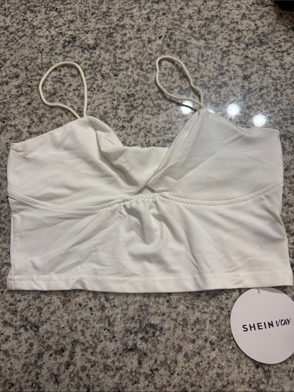SHEIN Cream Spaghetti Strap Bralette Crop Top